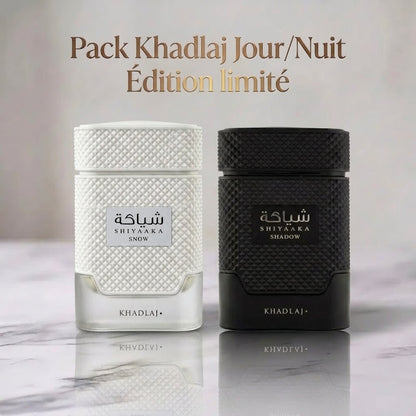 PACK JOUR/NUIT KHADLAJ SHIYAAKA EDITION LIMITÉ SNOW (JOUR) 100ML SHADOW (NUIT)100ML